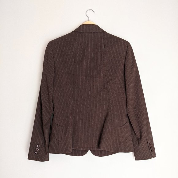 Ellen Tracy Brown Pinstripe Blazer - Picture 3 of 10